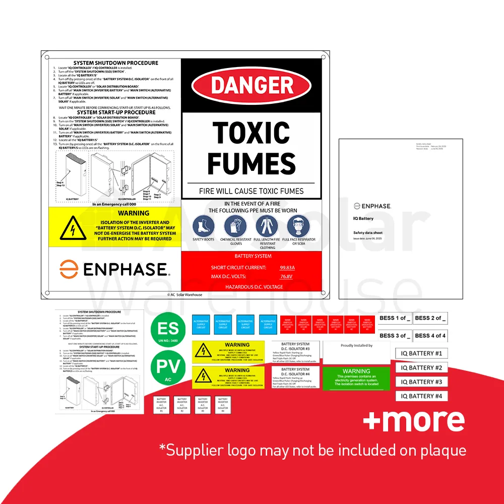 Enphase Battery Pro Plaque Label Kit | AC Solar Warehouse